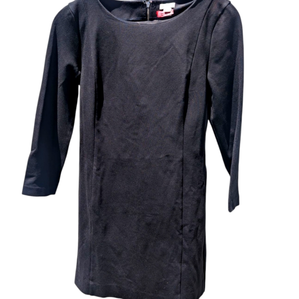 J Crew Ponte Long Sleeve Zipper Back Dress Black Sz S